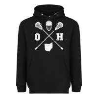 Ohio Lacrosse Sticks & Helmet State Outline Lax Player T Shirt Heavyweight Hoodie | Teevron