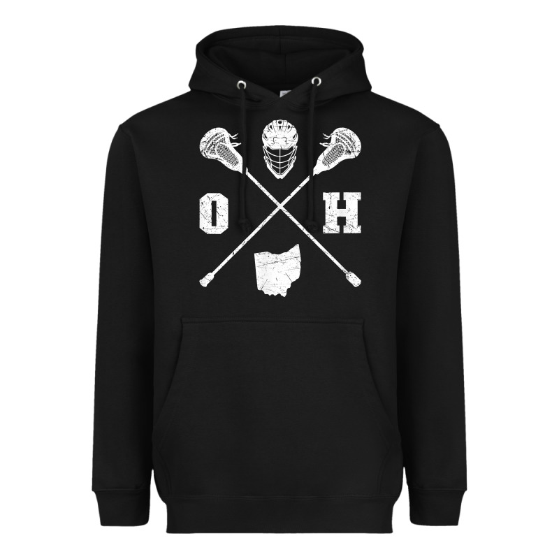 Ohio Lacrosse Sticks & Helmet State Outline Lax Player T Shirt Heavyweight Hoodie by linhVisuals | Teevron