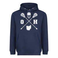 Navy ohio lacrosse sticks & helmet state outline lax player t shirt Heavyweight Hoodie - linhVisuals