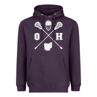 Plum ohio lacrosse sticks & helmet state outline lax player t shirt Heavyweight Hoodie - linhVisuals