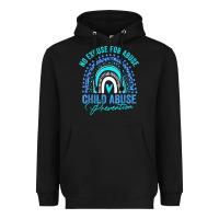 Black no excuse child abuse prevention awareness leopard rainbow t shirt Heavyweight Hoodie - linhVisuals