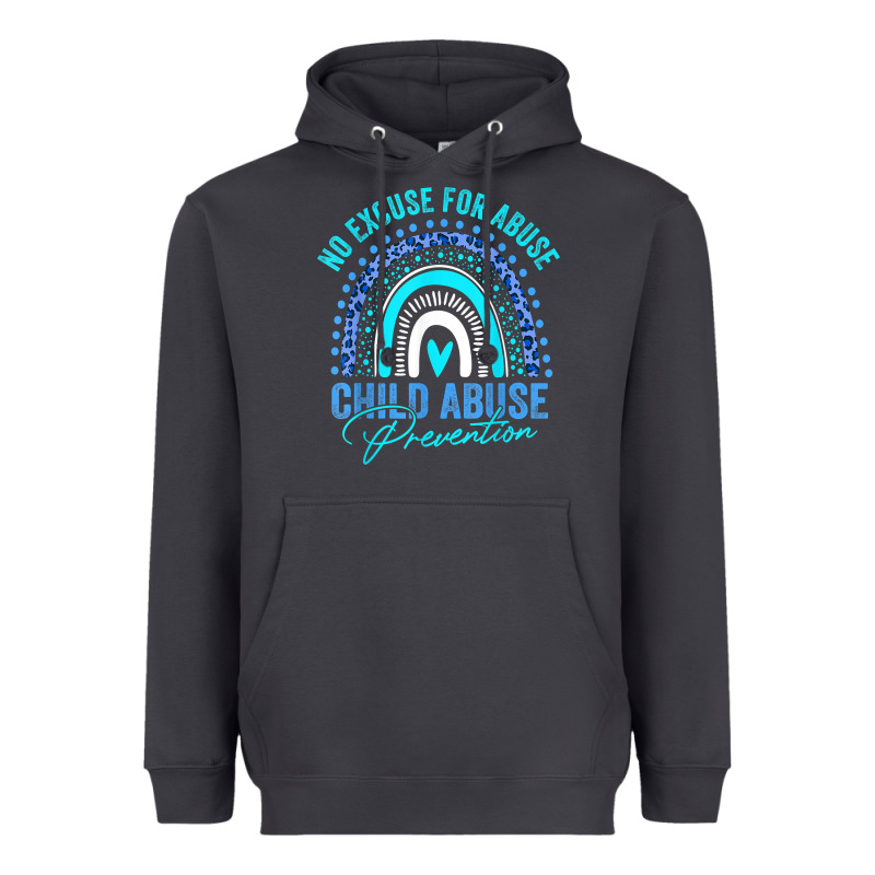 No Excuse Child Abuse Prevention Awareness Leopard Rainbow T Shirt Heavyweight Hoodie by linhVisuals | Teevron