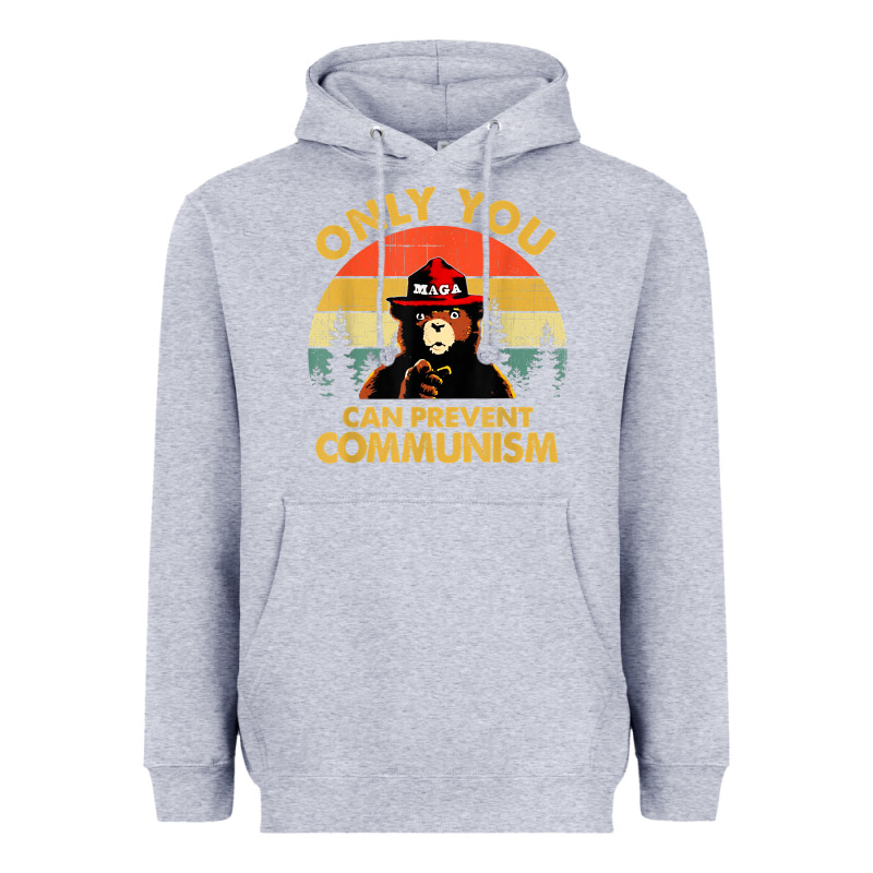 Vintage Only You Can Prevent Communism Funny Bear Camping T Shirt Heavyweight Hoodie by linhVisuals | Teevron