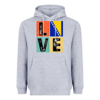 Heather Grey vintage retro i love bosnia flag for bosnian pride gift t shirt Heavyweight Hoodie - linhVisuals