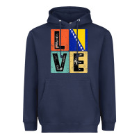 Navy vintage retro i love bosnia flag for bosnian pride gift t shirt Heavyweight Hoodie - linhVisuals