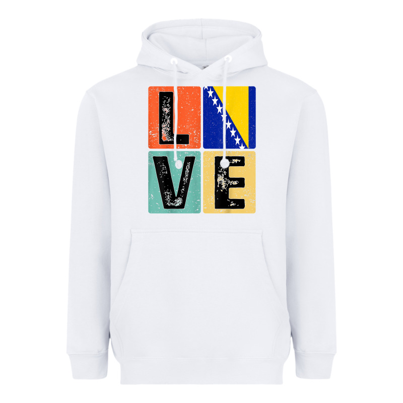 Vintage Retro I Love Bosnia Flag For Bosnian Pride Gift T Shirt Heavyweight Hoodie by linhVisuals | Teevron