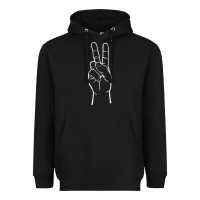 Black peace sign two fingers hand gesture symbol illustration t shirt Heavyweight Hoodie - linhVisuals