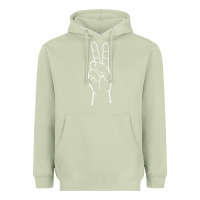 Matcha peace sign two fingers hand gesture symbol illustration t shirt Heavyweight Hoodie - linhVisuals