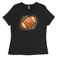 Black American Football Leopard Ladies Tee - CowCowDesign