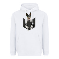 White rat terrier dog in pocket, rattie puppy, ratting terrier t shirt Heavyweight Hoodie - linhVisuals