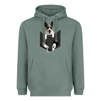 Sage rat terrier dog in pocket, rattie puppy, ratting terrier t shirt Heavyweight Hoodie - linhVisuals
