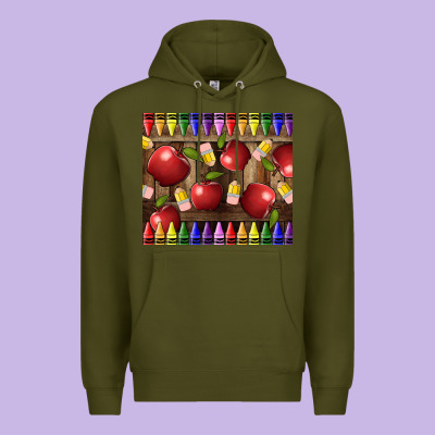 Crayons And Apples Premium Hoodie Designed By Lillyallendesigns