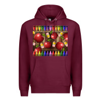 Burgundy Crayons And Apples Premium Hoodie - LillyAllenDesigns