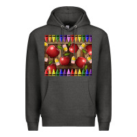 Charcoal Heather Crayons And Apples Premium Hoodie - LillyAllenDesigns