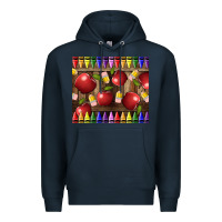 Navy Crayons And Apples Premium Hoodie - LillyAllenDesigns