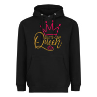 Black birthday queen shirt, womens birthday shirt, birthday t shirt Heavyweight Hoodie - linhVisuals