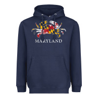 Navy retro maryland crab state flag vintage travel tank top Heavyweight Hoodie - linhVisuals
