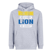 Heather Grey wolverine on saturday lion on sunday fans detroit vintage pullover hoo Heavyweight Hoodie - linhVisuals