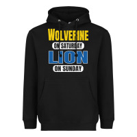 Black wolverine on saturday lion on sunday fans detroit vintage pullover hoo Heavyweight Hoodie - linhVisuals
