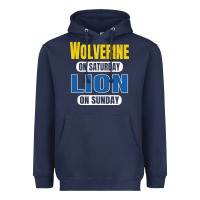 Navy wolverine on saturday lion on sunday fans detroit vintage pullover hoo Heavyweight Hoodie - linhVisuals