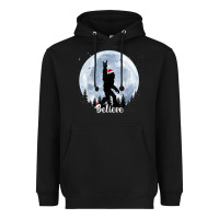 Black santa bigfoot christmas rock funny sasquatch believe xmas t shirt Heavyweight Hoodie - linhVisuals
