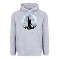 Heather Grey santa bigfoot christmas rock funny sasquatch believe xmas t shirt Heavyweight Hoodie - linhVisuals