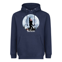 Navy santa bigfoot christmas rock funny sasquatch believe xmas t shirt Heavyweight Hoodie - linhVisuals