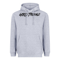 Heather Grey good trouble Heavyweight Hoodie - linhVisuals