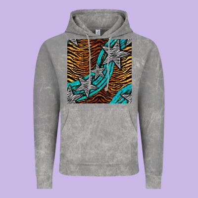 Tiger Turquoise Glitter And Stars Seamless Pattern Vintage Hoodie Designed By Bundleandbundleshop