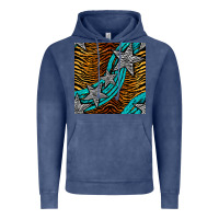 Vintage Denim tiger turquoise glitter and stars seamless pattern Vintage Hoodie - BundleAndBundleShop