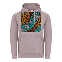 Vintage Zinc tiger turquoise glitter and stars seamless pattern Vintage Hoodie - BundleAndBundleShop