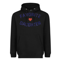 Black womens favorite daughter heart distressed vintage faded classic t shir Heavyweight Hoodie - linhVisuals