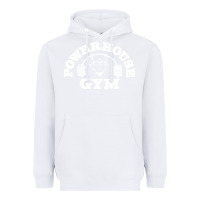 White POWERHOUSE GYM POPULAR Heavyweight Hoodie - linhVisuals