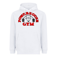 White POWERHOUSE GYM VINTAGE SPORT Heavyweight Hoodie - linhVisuals
