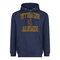 Navy wyoming cowboys apparel alumni classic arch long sleeve t shirt Heavyweight Hoodie - linhVisuals