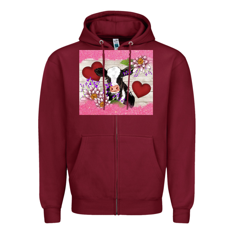 Lotus Heart Cow Valentine Zipper Hoodie by AdoDesignShop | Teevron