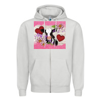 Dove Grey lotus heart cow valentine Zipper Hoodie - AdoDesignShop