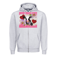 Heather Grey lotus heart cow valentine Zipper Hoodie - AdoDesignShop