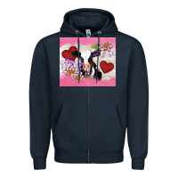 Navy lotus heart cow valentine Zipper Hoodie - AdoDesignShop