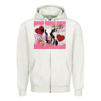 Oatmeal Heather lotus heart cow valentine Zipper Hoodie - AdoDesignShop