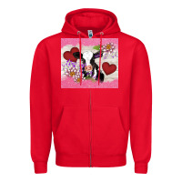 Red lotus heart cow valentine Zipper Hoodie - AdoDesignShop