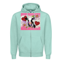 Seafoam lotus heart cow valentine Zipper Hoodie - AdoDesignShop