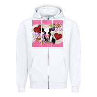 White lotus heart cow valentine Zipper Hoodie - AdoDesignShop