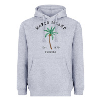 Heather Grey womens marco island florida colorful palm tree retro novelty art v nec Heavyweight Hoodie - linhVisuals