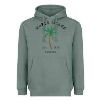 Sage womens marco island florida colorful palm tree retro novelty art v nec Heavyweight Hoodie - linhVisuals