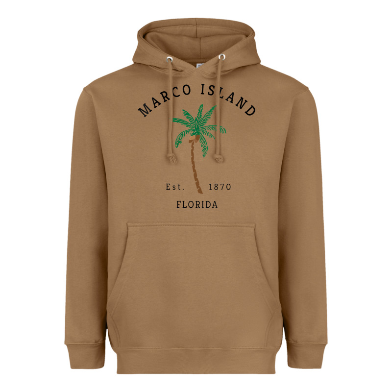 Womens Marco Island Florida Colorful Palm Tree Retro Novelty Art V Nec Heavyweight Hoodie by linhVisuals | Teevron