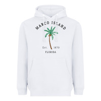 White womens marco island florida colorful palm tree retro novelty art v nec Heavyweight Hoodie - linhVisuals