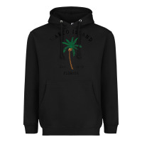 Black womens marco island florida colorful palm tree retro novelty art v nec Heavyweight Hoodie - linhVisuals