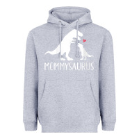 Heather Grey womens mommysaurus mom and baby dinosaur v neck t shirt Heavyweight Hoodie - linhVisuals