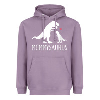 Lavender womens mommysaurus mom and baby dinosaur v neck t shirt Heavyweight Hoodie - linhVisuals
